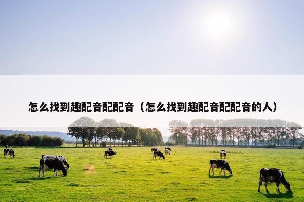 怎么找到趣配音配配音（怎么找到趣配音配配音的人）