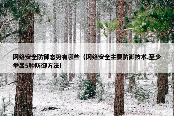 网络安全防御态势有哪些（网络安全主要防御技术,至少举出5种防御方法）