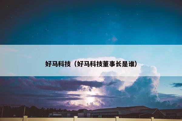 好马科技（好马科技董事长是谁）