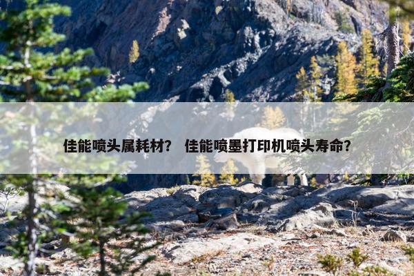 佳能喷头属耗材？ 佳能喷墨打印机喷头寿命？