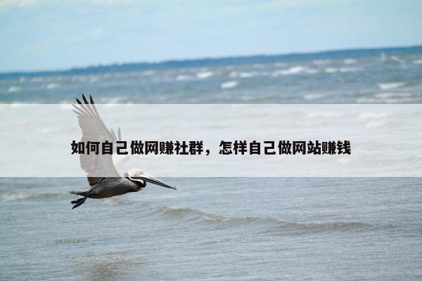 如何自己做网赚社群，怎样自己做网站赚钱