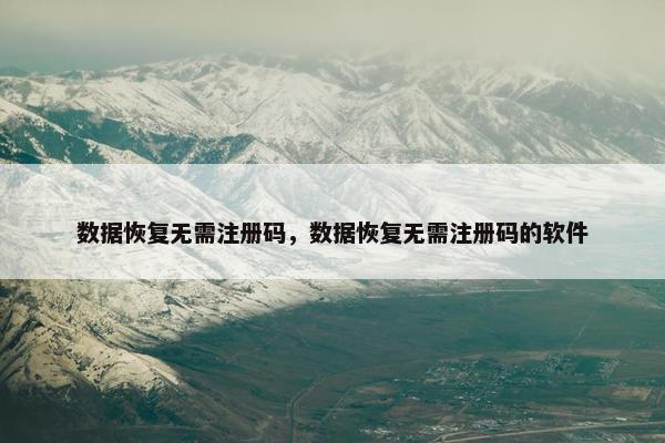 数据恢复无需注册码，数据恢复无需注册码的软件