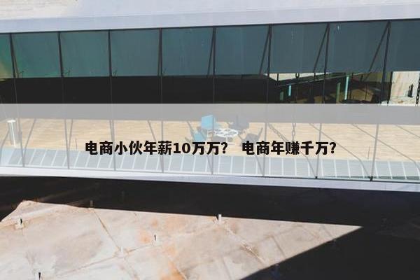 电商小伙年薪10万万？ 电商年赚千万？
