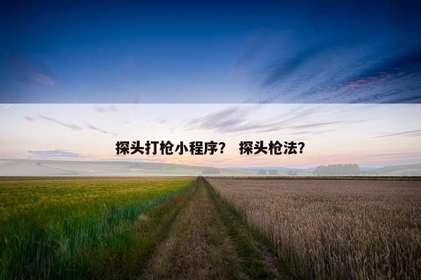 探头打枪小程序？ 探头枪法？