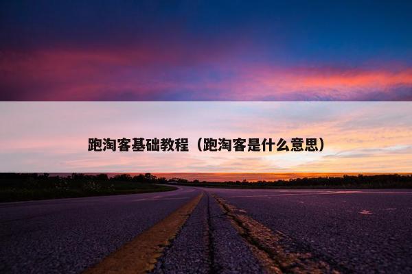 跑淘客基础教程（跑淘客是什么意思）