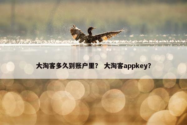 大淘客多久到账户里？ 大淘客appkey？