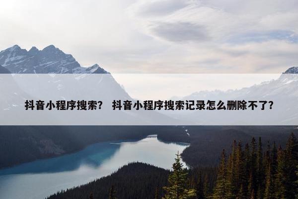 抖音小程序搜索？ 抖音小程序搜索记录怎么删除不了？