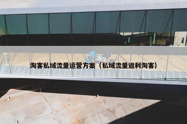 淘客私域流量运营方案（私域流量返利淘客）