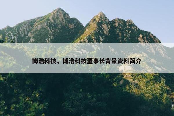 博浩科技，博浩科技董事长背景资料简介