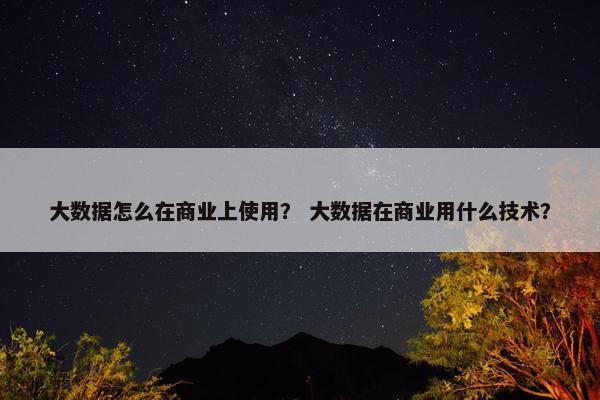 大数据怎么在商业上使用？ 大数据在商业用什么技术？