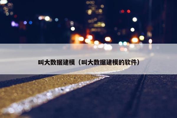 叫大数据建模（叫大数据建模的软件）