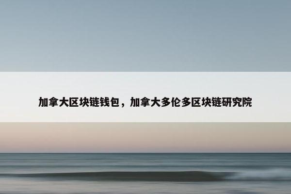 加拿大区块链钱包，加拿大多伦多区块链研究院