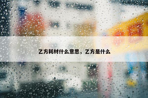 乙方耗材什么意思，乙方是什么
