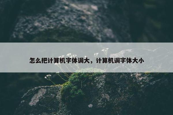 怎么把计算机字体调大，计算机调字体大小