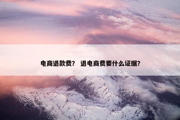 电商退款费？ 退电商费要什么证据？
