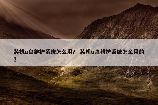 装机u盘维护系统怎么用？ 装机u盘维护系统怎么用的？