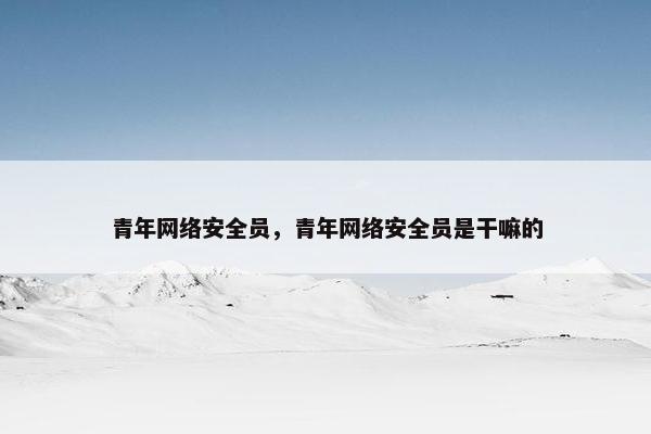 青年网络安全员，青年网络安全员是干嘛的