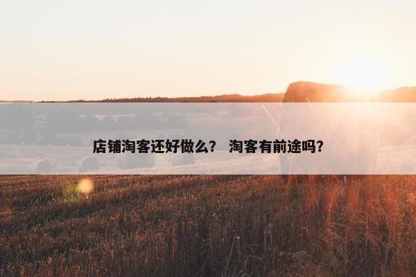 店铺淘客还好做么？ 淘客有前途吗？