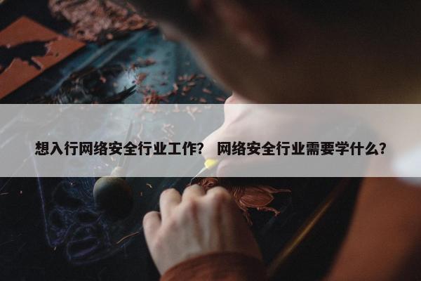 想入行网络安全行业工作？ 网络安全行业需要学什么？