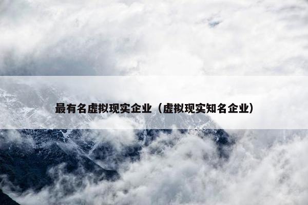 最有名虚拟现实企业（虚拟现实知名企业）