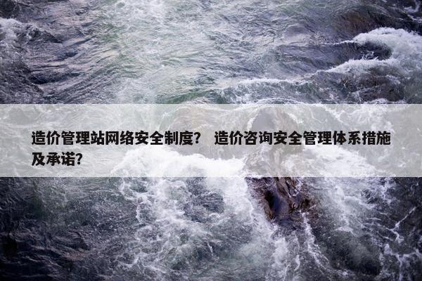 造价管理站网络安全制度？ 造价咨询安全管理体系措施及承诺？
