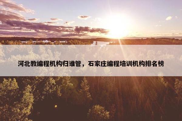 河北教编程机构归谁管，石家庄编程培训机构排名榜