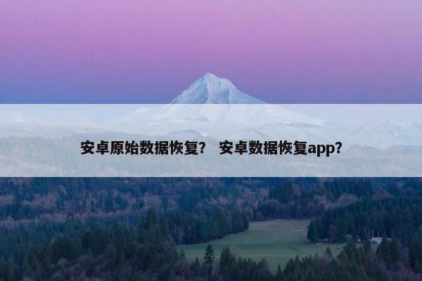 安卓原始数据恢复？ 安卓数据恢复app？