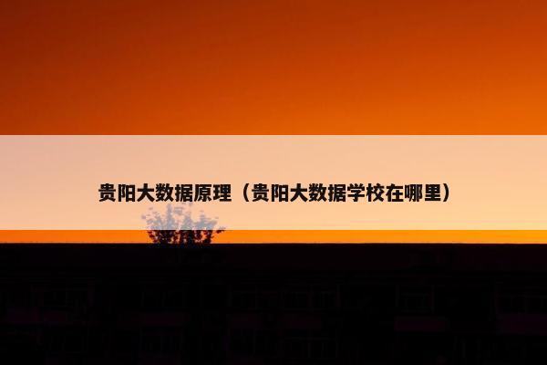 贵阳大数据原理（贵阳大数据学校在哪里）