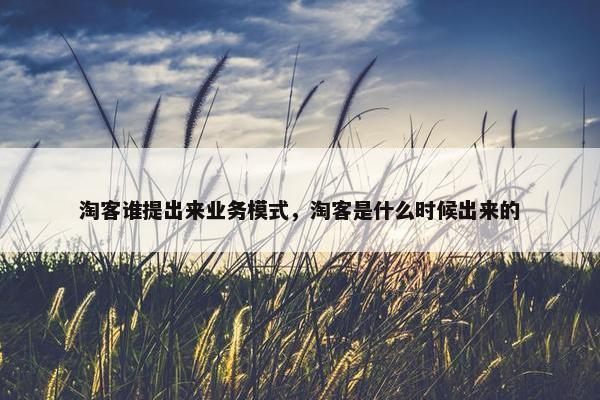 淘客谁提出来业务模式，淘客是什么时候出来的