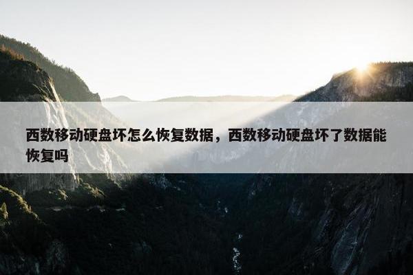 西数移动硬盘坏怎么恢复数据，西数移动硬盘坏了数据能恢复吗