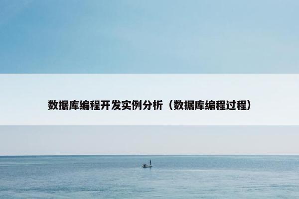 数据库编程开发实例分析（数据库编程过程）