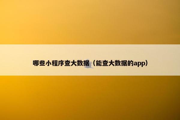 哪些小程序查大数据（能查大数据的app）