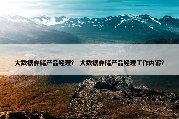 大数据存储产品经理？ 大数据存储产品经理工作内容？