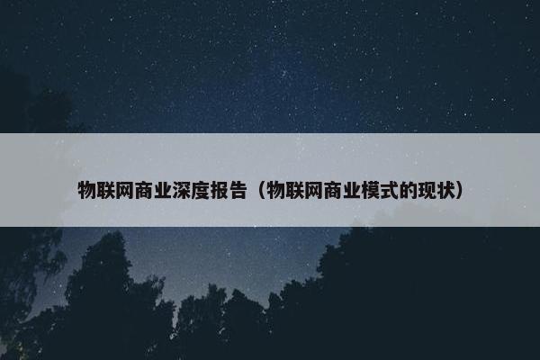物联网商业深度报告（物联网商业模式的现状）