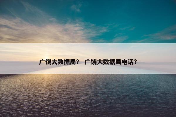 广饶大数据局？ 广饶大数据局电话？
