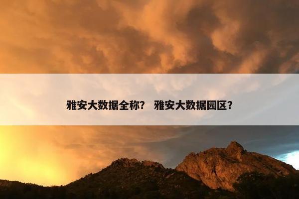 雅安大数据全称？ 雅安大数据园区？