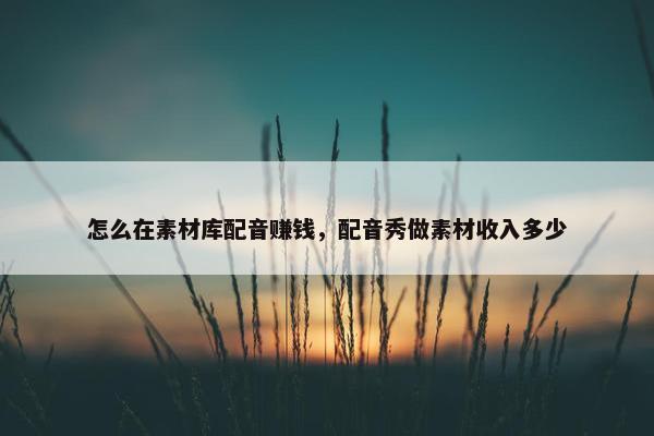 怎么在素材库配音赚钱，配音秀做素材收入多少