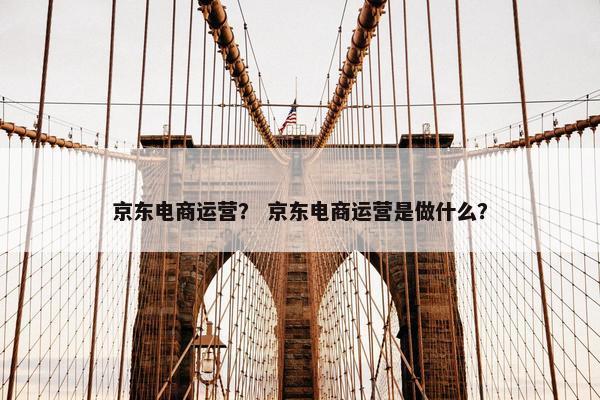 京东电商运营？ 京东电商运营是做什么？