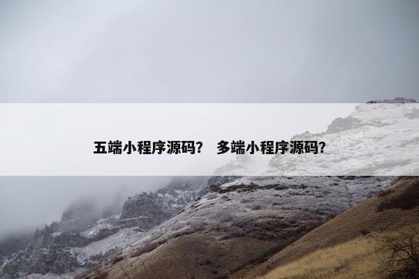 五端小程序源码？ 多端小程序源码？