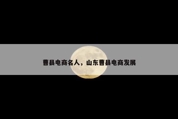 曹县电商名人，山东曹县电商发展