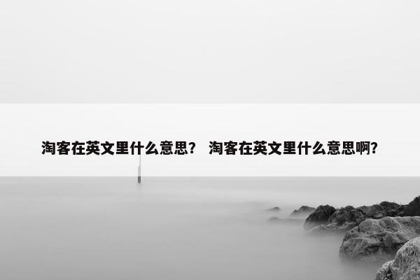 淘客在英文里什么意思？ 淘客在英文里什么意思啊？