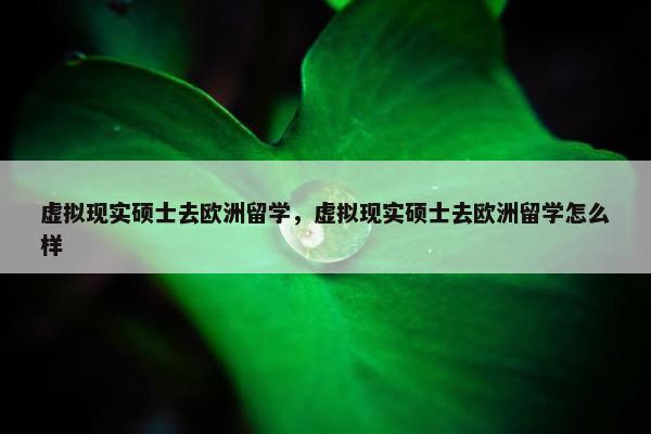 虚拟现实硕士去欧洲留学，虚拟现实硕士去欧洲留学怎么样