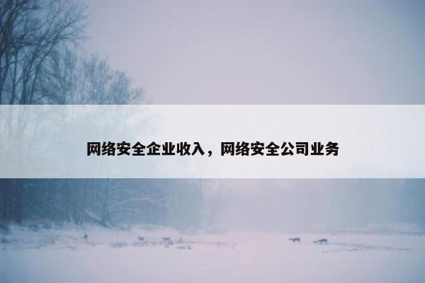 网络安全企业收入，网络安全公司业务
