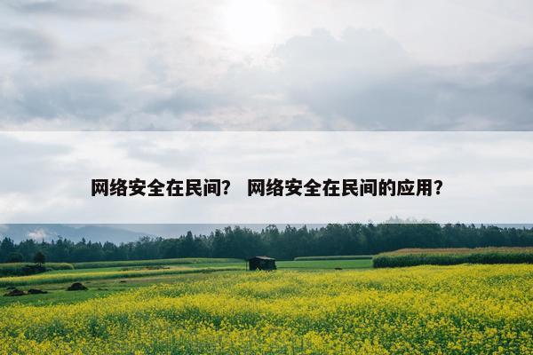 网络安全在民间？ 网络安全在民间的应用？