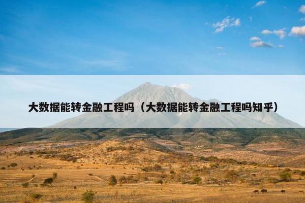 大数据能转金融工程吗（大数据能转金融工程吗知乎）