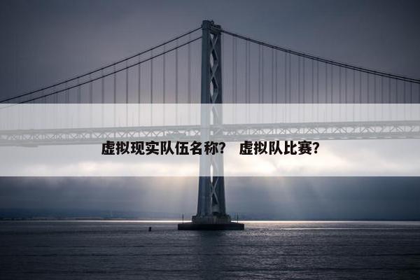 虚拟现实队伍名称？ 虚拟队比赛？