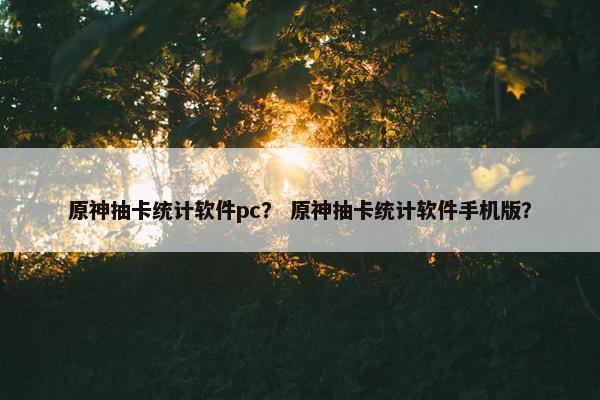 原神抽卡统计软件pc？ 原神抽卡统计软件手机版？