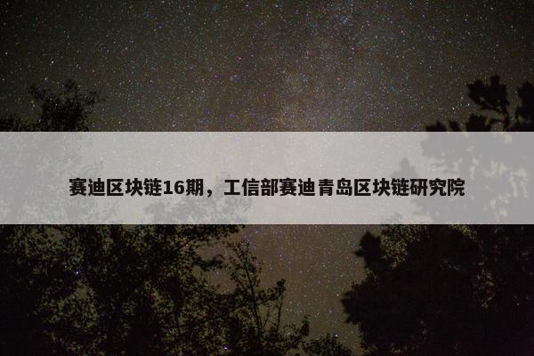 赛迪区块链16期，工信部赛迪青岛区块链研究院