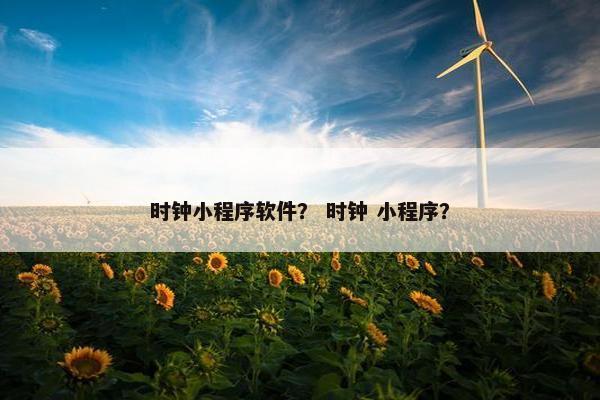 时钟小程序软件？ 时钟 小程序？