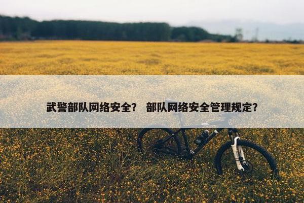 武警部队网络安全？ 部队网络安全管理规定？